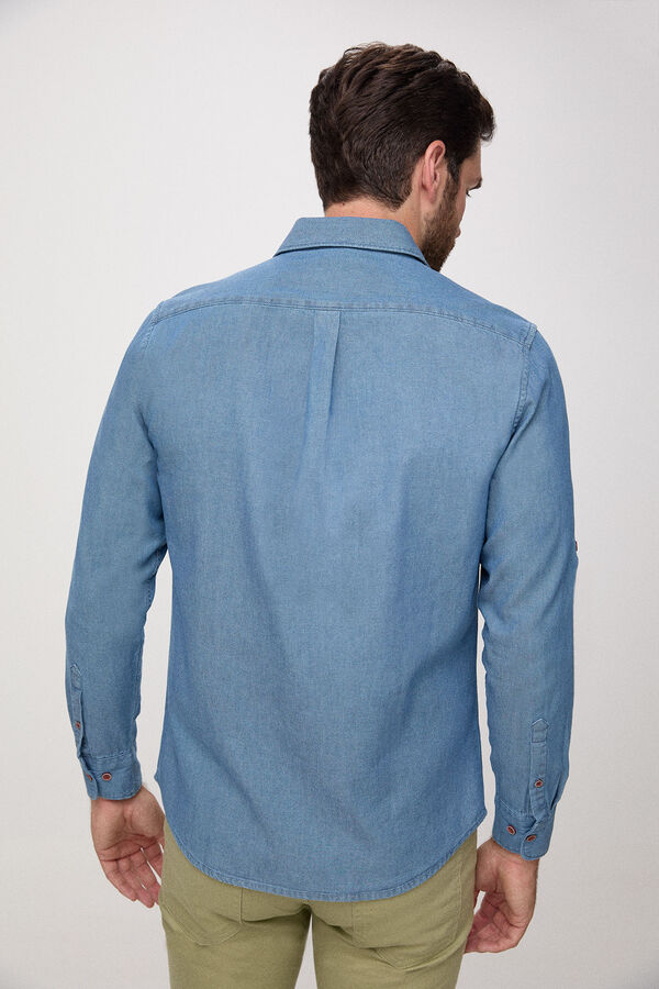Fifty Outlet Camisa Denim Estrutura Azul claro