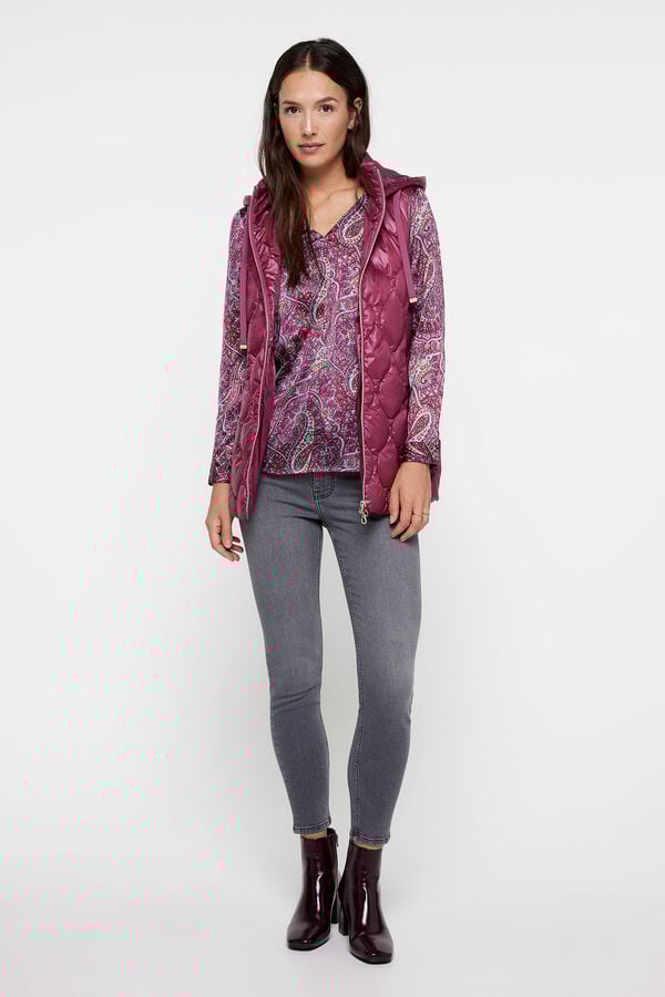 milano Colete acolchoado capuz P&uacute;rpura