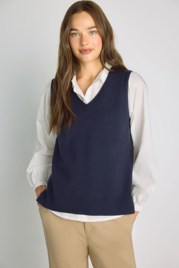 Milano Chaleco cuello pico Navy