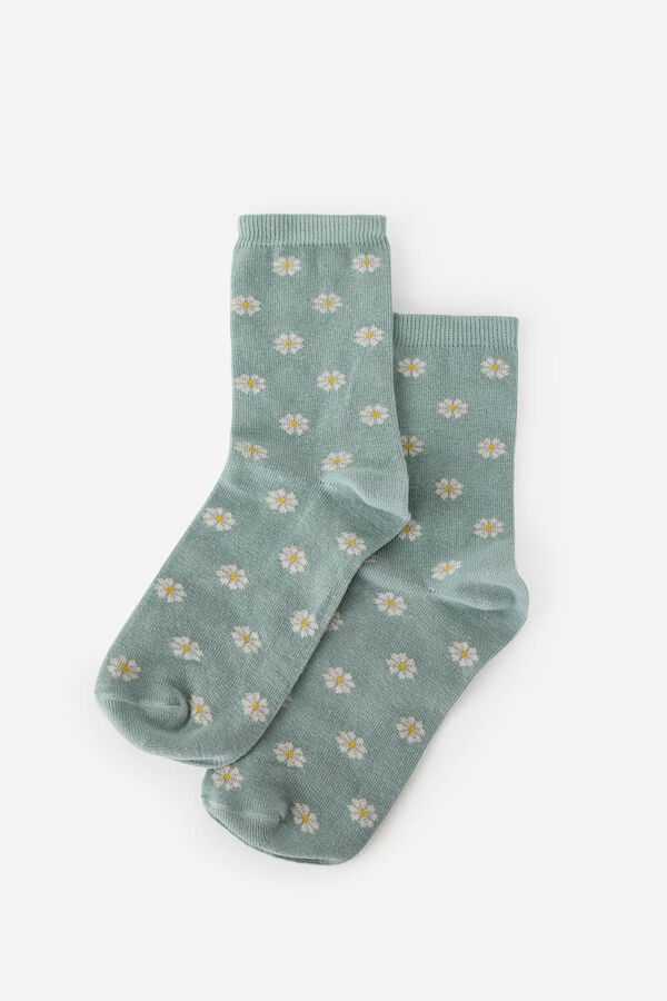 Milano Calcetines flores Azul turquesa