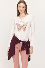 Milano T-shirt manga francesa estampado na frente Branco