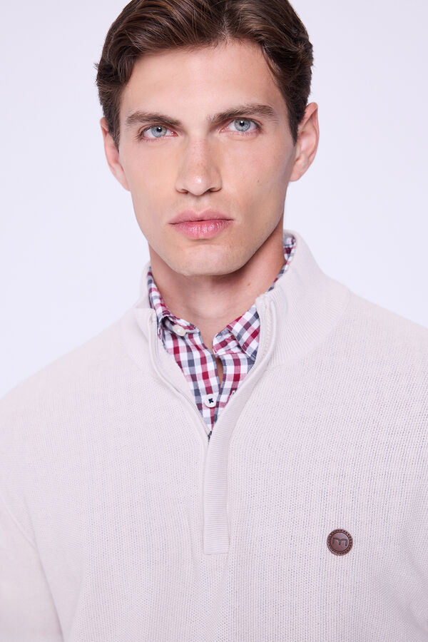 Milano Jersey Punto Media Cremallera Marfil