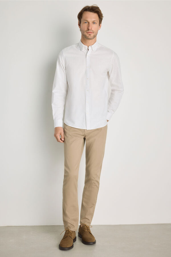 Springfield Camisa lisa manga larga Blanco