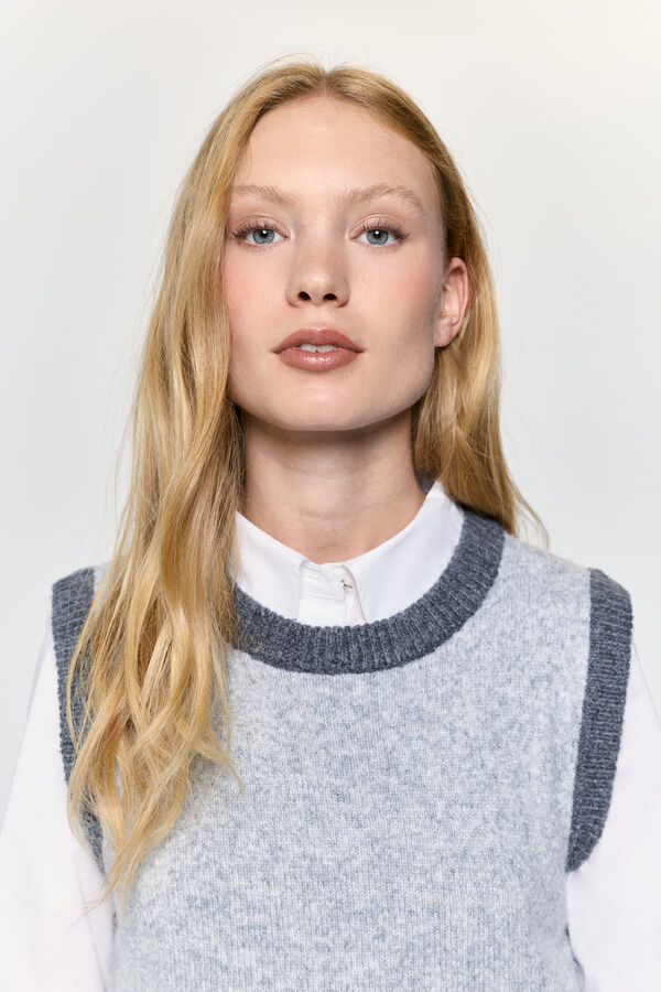 Milano Malha de colete com detalhes contrastantes Cinzento oscuro