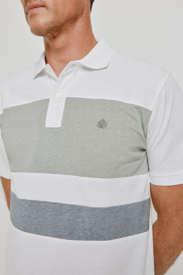 Springfield Polo de riscas de manga curta Branco