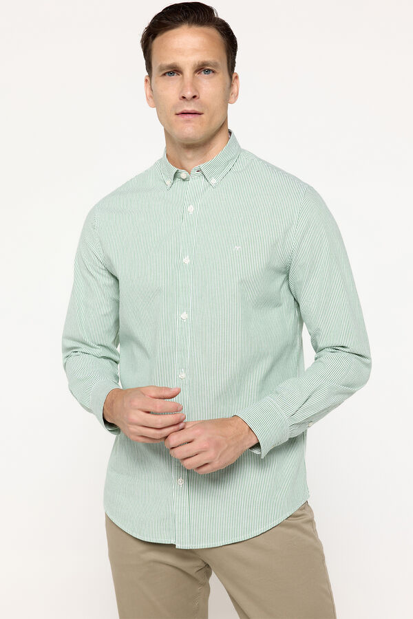 Fifty Outlet Camisa pinpoint riscas Estampado verde