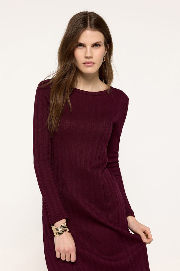 Milano Vestido midi canelado Bordeaux
