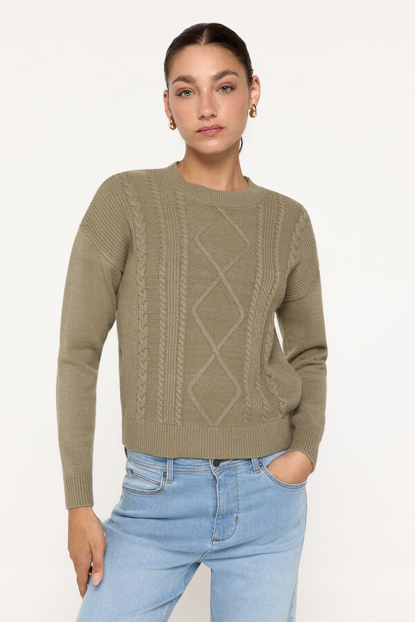 Milano Jersey con estructura de cables Kaki Oscuro