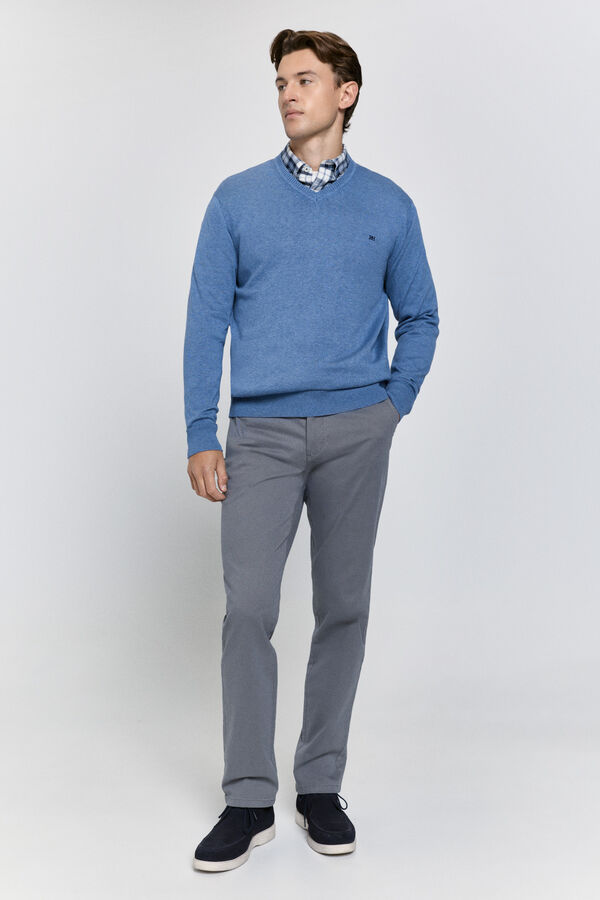 Pedro del Hierro Jersey básico cuello pico Azul