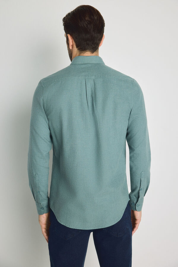 Milano Camisa lisa de manga comprida Azul turquesa