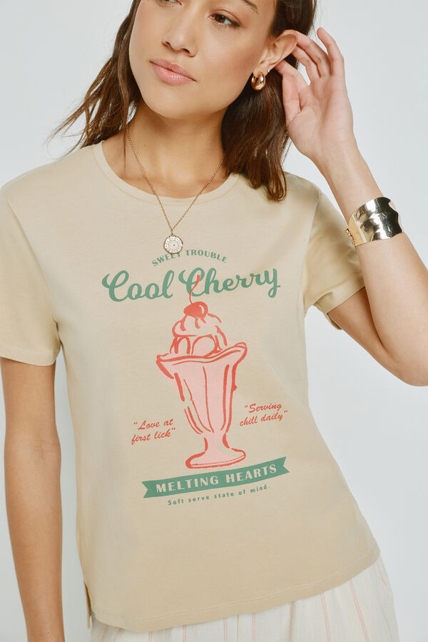 Milano T-shirt estampada de manga curta Bege