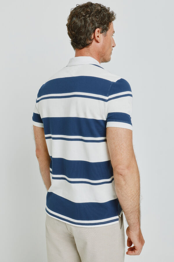 Milano Polo de riscas de manga curta Branco
