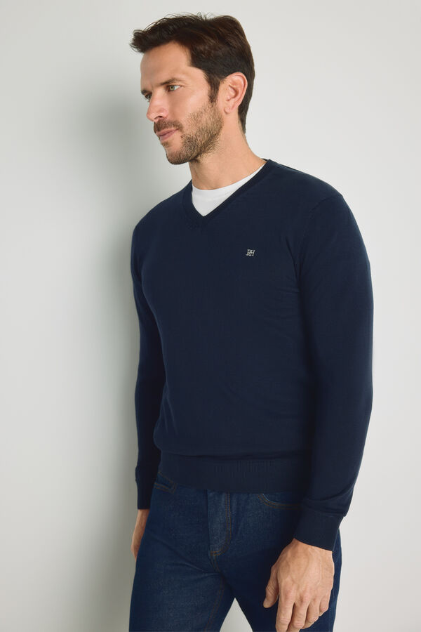 Pedro del Hierro Jersey cuello pico Navy