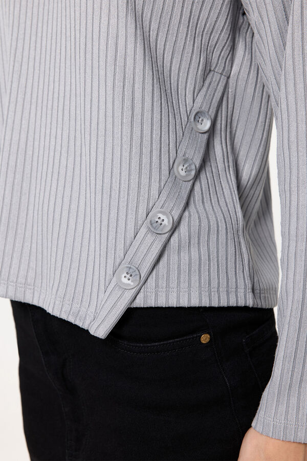 Milano Su&eacute;ter canelado manga comprida Cinza medio