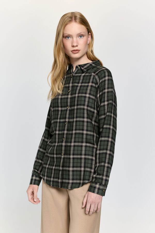 Milano Camisa cuello solapa en cuadros tartán Verde