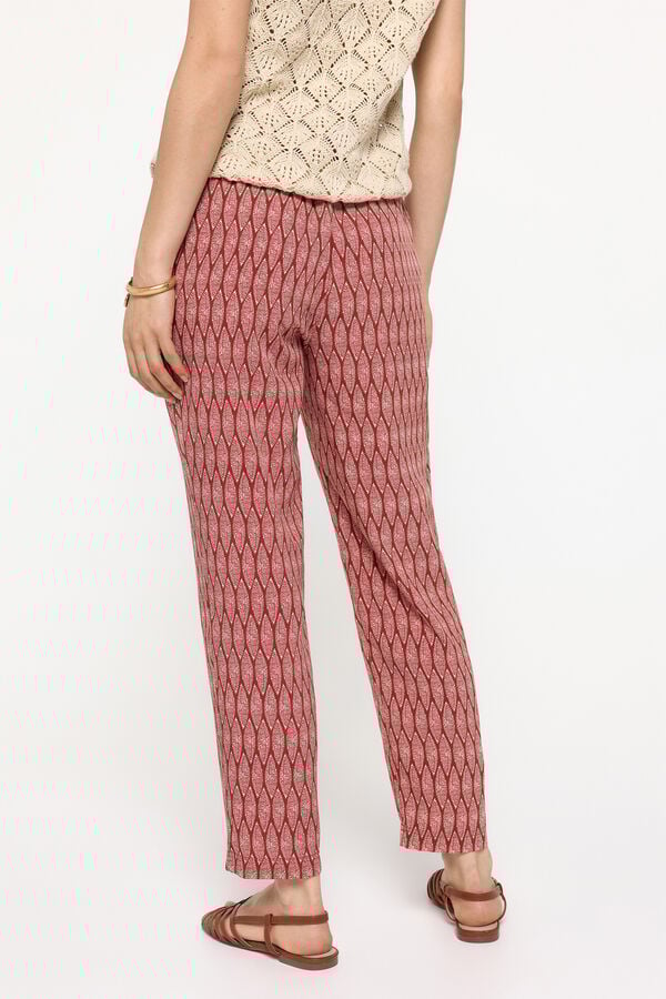 Milano Pantalon flu&iacute;do impresso cinturilla elastica vermelho
