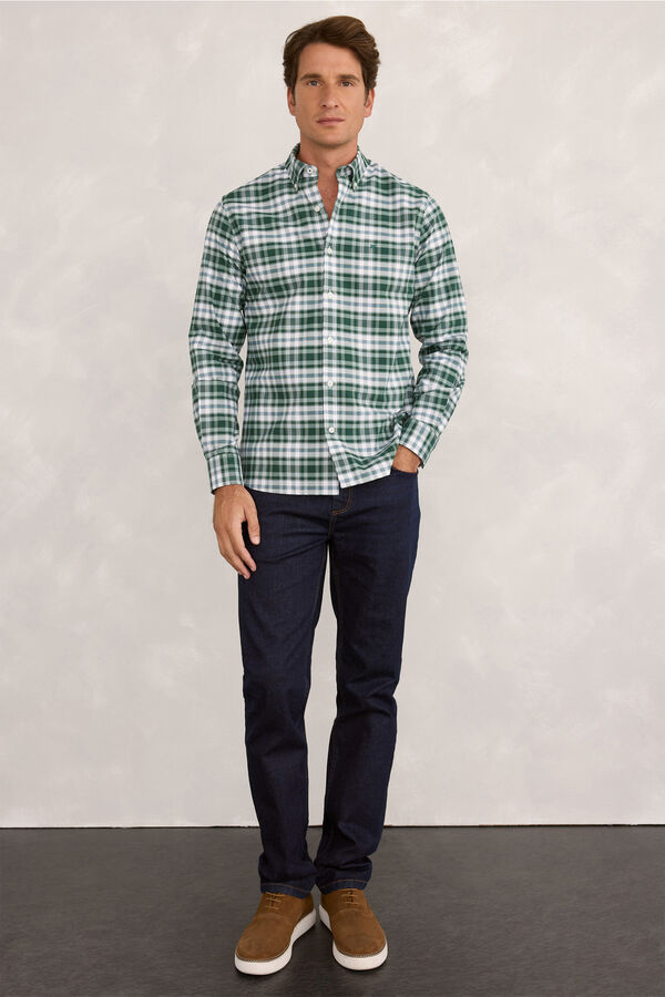Pedro del Hierro Camisa esportiva xadrez Verde escuro