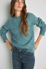 Milano Camisola gola redonda com estrutura Azul turquesa