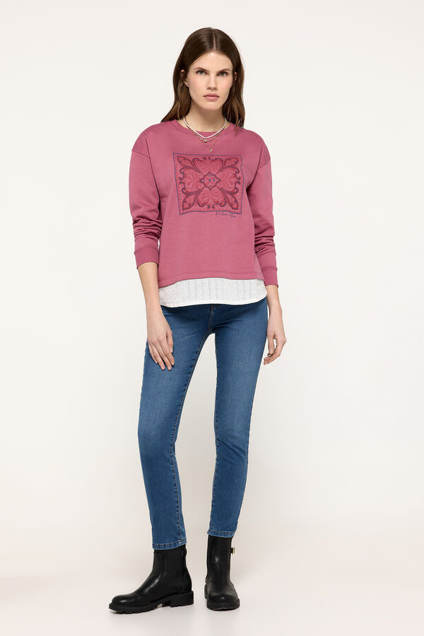 Milano Sweatshirt estampado com saia na baixo Rosa