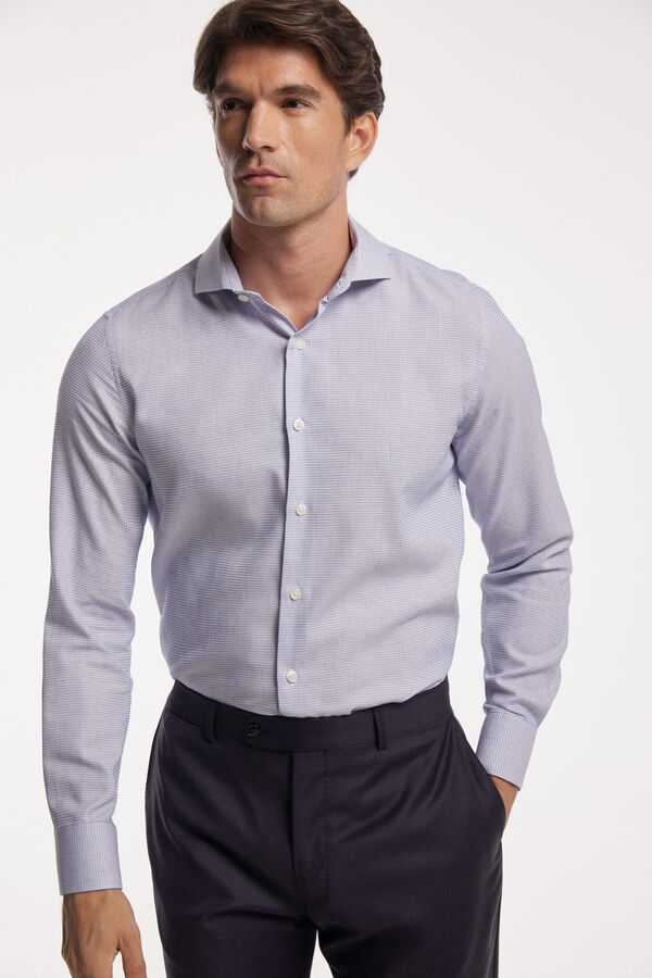 Fifty Outlet Camisa Microestructura Bicolor Azul
