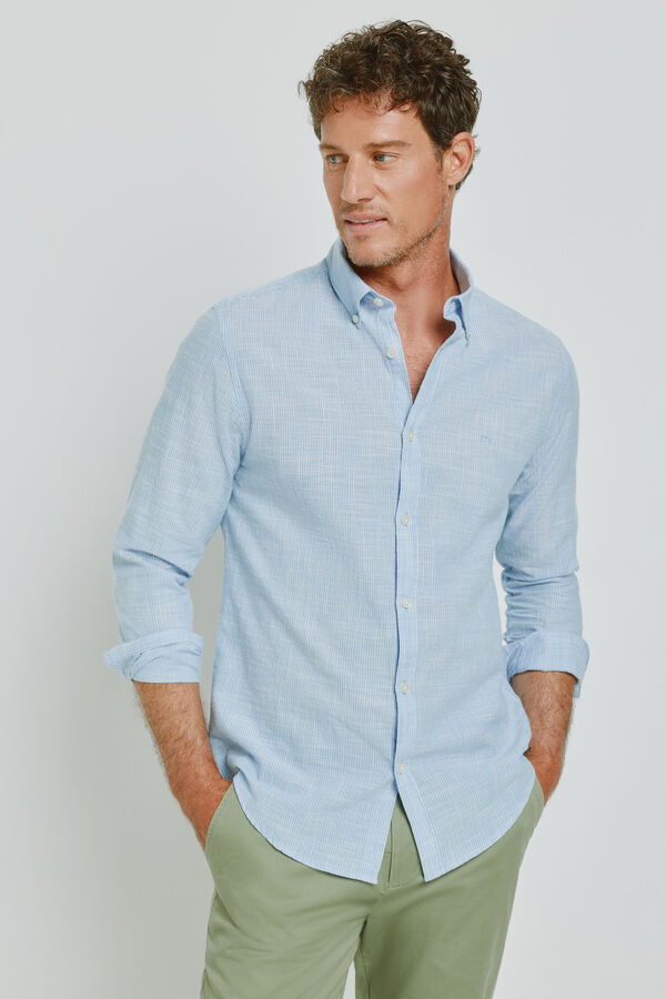 Milano Camisa rayas manga larga Azul Claro