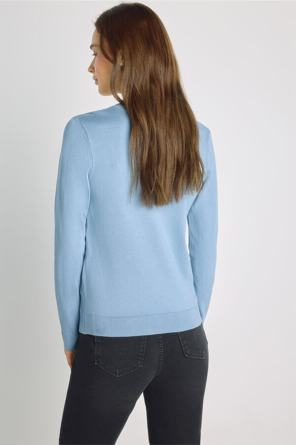 Milano Camisola de gola redonda com estrutura Azul indigo