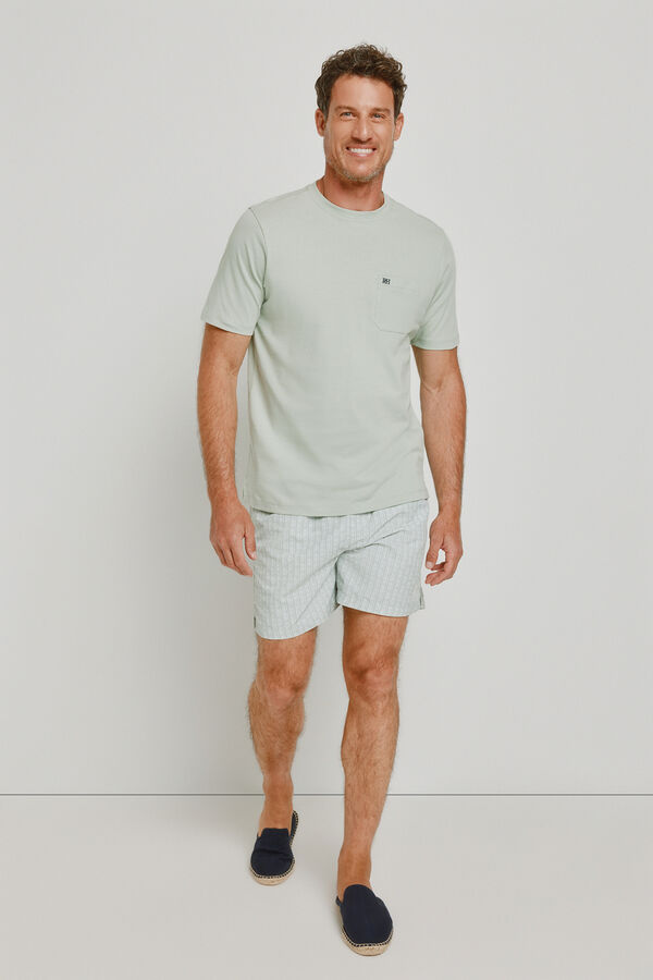 Pedro del Hierro T-shirt b&aacute;sica com logo bordado C&aacute;qui