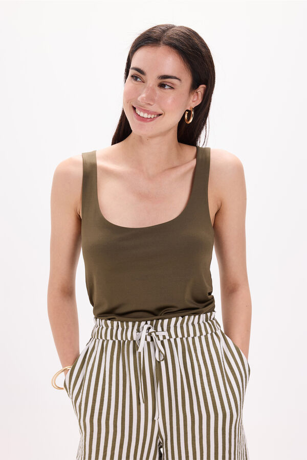 Milano Camiseta elástica com alças largas Cáqui escuro