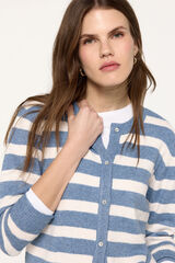 Milano Casaco de malha de toque suave com bot&otilde;es na frente Azul