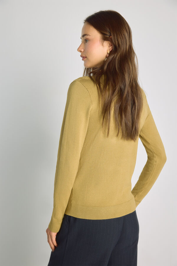 Milano Jersey cuello redondo con estructura Kaki Claro