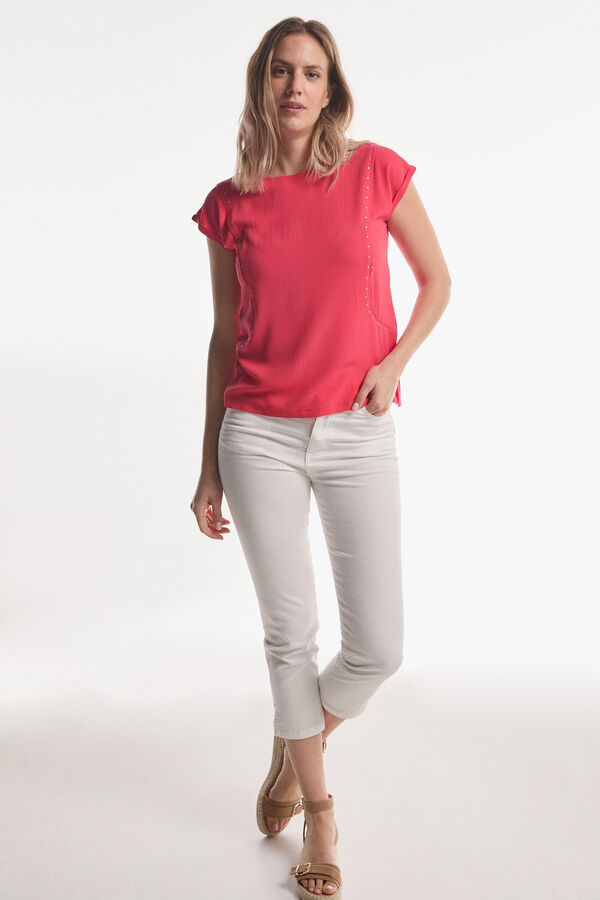 Fifty Outlet BLUSA COMBINADA TACHAS Rojo/Coral