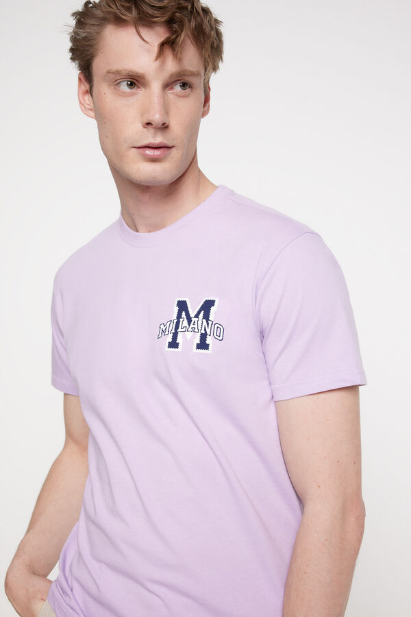 Fifty Outlet Camiseta estampada manga corta confeccionada en 100% algodón Púrpura