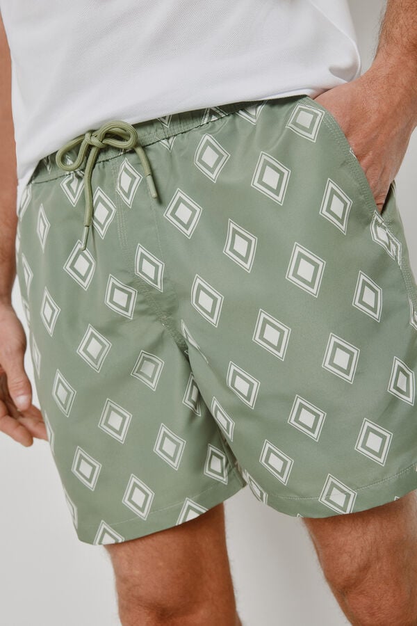 Milano Fato de banho estampado losangos C&aacute;qui