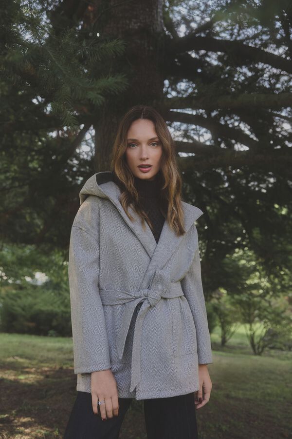 Milano Sobretudo de espiga Castanho