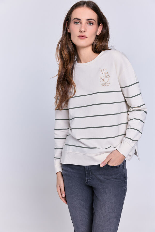 Milano Sudadera de rayas con bordado lurex Blanco