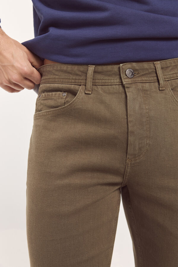 Milano Cal&ccedil;as Slim 5 bolsos Verde escuro