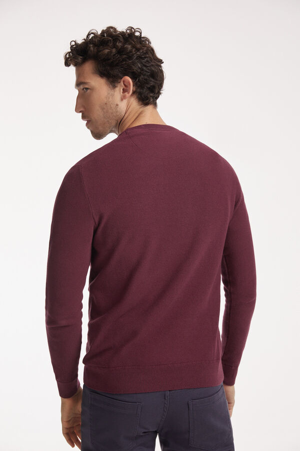 Fifty Outlet Jersey cuello caja con microestructura Vino