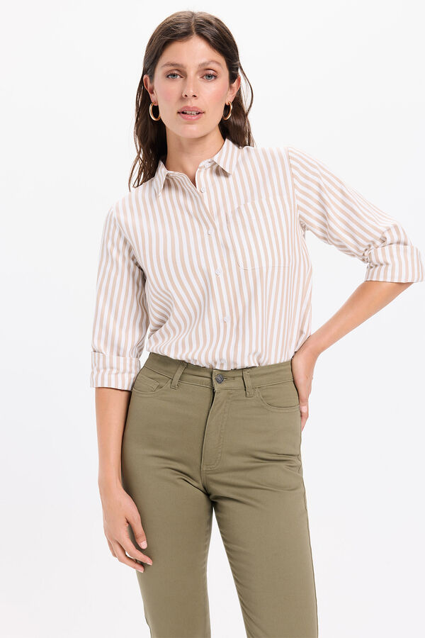 Milano Camisa Oxford Estampado bronzeada