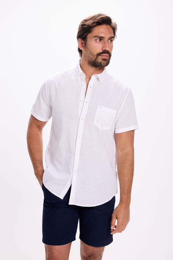 Milano Camisa malha slub lisa Branco