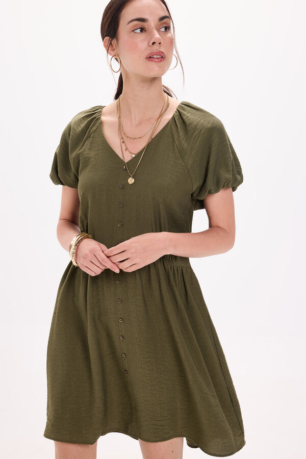 Milano Vestido curto evasê Cáqui escuro