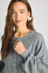 Milano Jersey cuello redondo con botones Gris