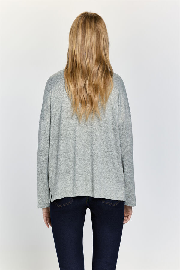 Milano T-shirt de manga manga com gola redonda e toque suave Cáqui escuro