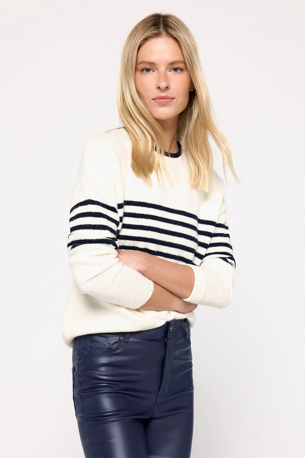 Milano Camisola riscas Marfim