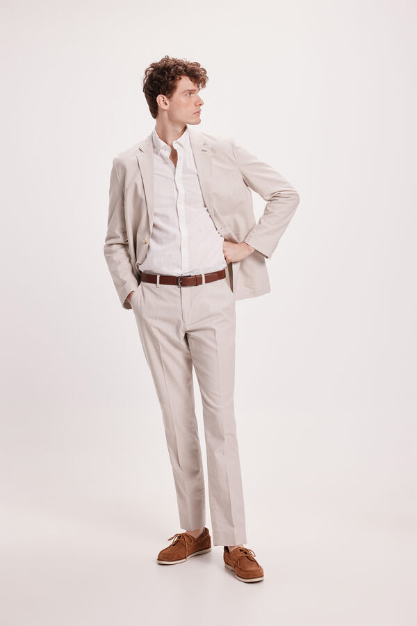 Milano Cal&ccedil;as de linho Estampado branco