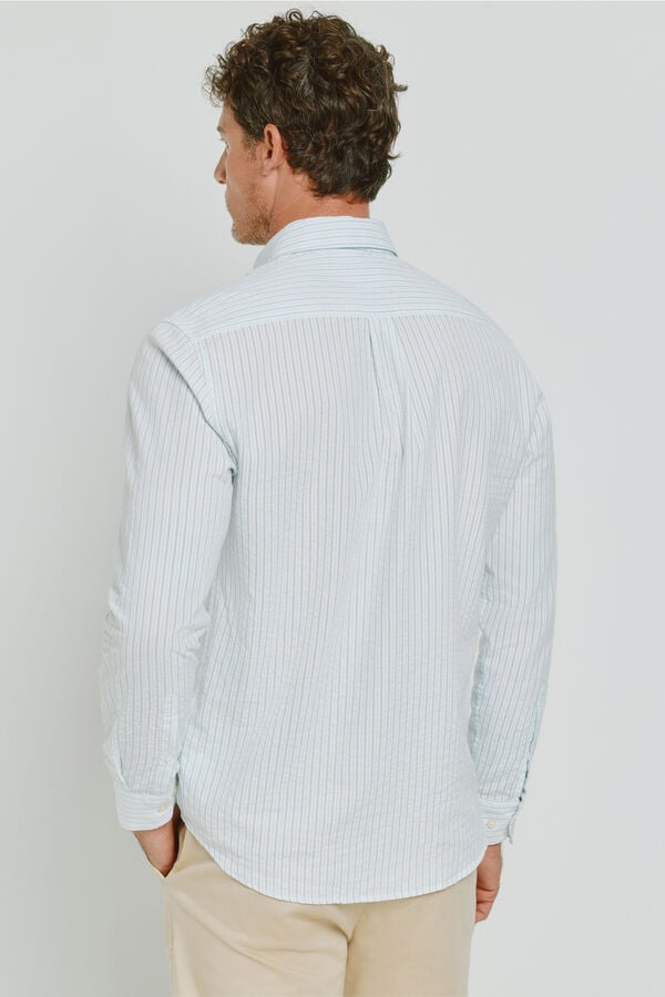 Milano Camisa rayas manga larga Azul