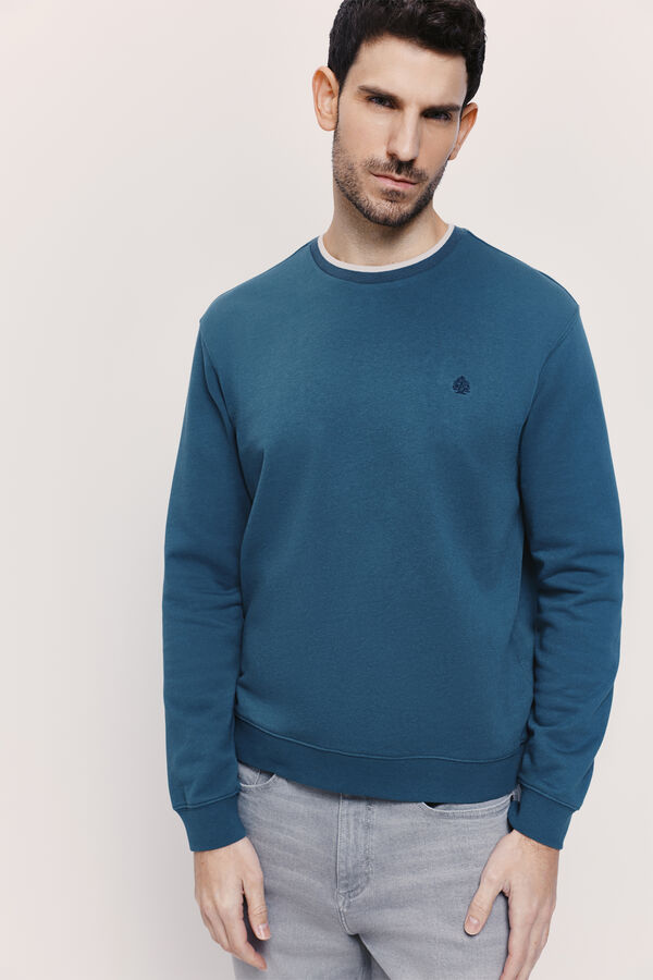 Springfield Sudadera cuello redondo con logo bordado Azul
