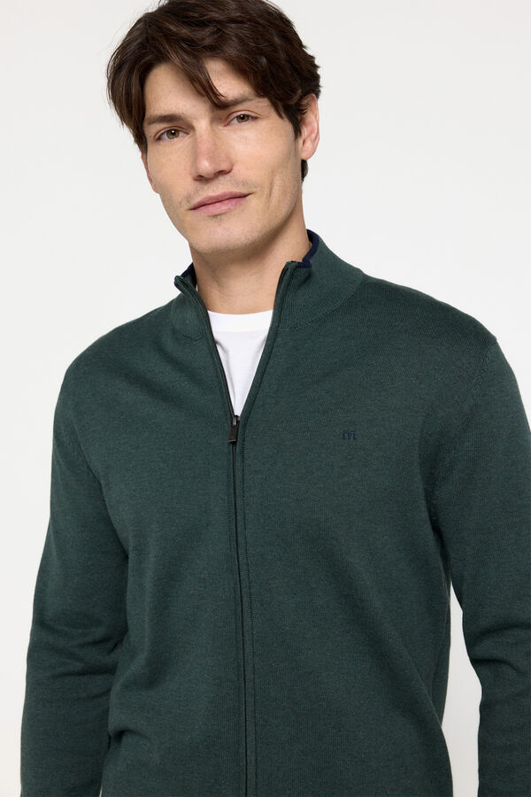 Milano Cardigan de algod&atilde;o com z&iacute;per Verde