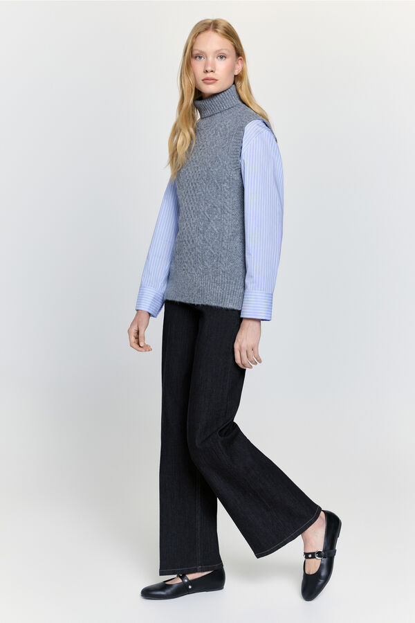 Milano Chaleco punto con estructura cuello vuelto Gris