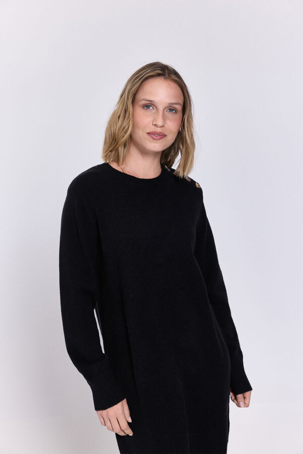 Milano Vestido malha com gola caixa Preto