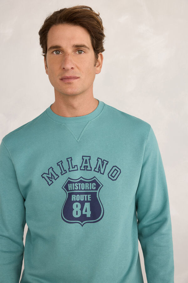 Milano Moletom com logo sweatshirt Azul turquesa